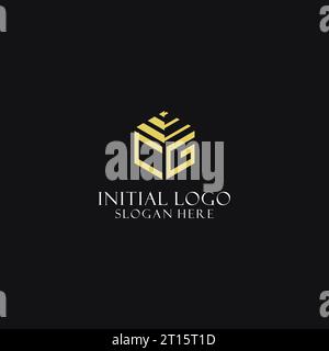 CG initial monogram with hexagon shape logo, creative geometric logo design inspiration Stock Vector