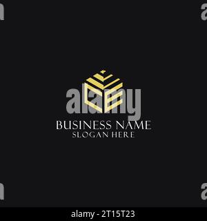 CE initial monogram with hexagon shape logo, creative geometric logo design inspiration Stock Vector