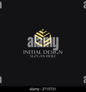 CY initial monogram with hexagon shape logo, creative geometric logo design inspiration Stock Vector