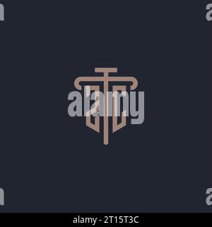 ZC initial logo monogram with pillar icon design vector Stock Vector