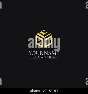 DJ initial monogram with hexagon shape logo, creative geometric logo design inspiration Stock Vector