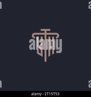 YK initial logo monogram with pillar icon design vector Stock Vector
