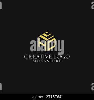 HD initial monogram with hexagon shape logo, creative geometric logo design inspiration Stock Vector