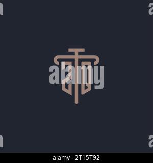 ZQ initial logo monogram with pillar icon design vector Stock Vector