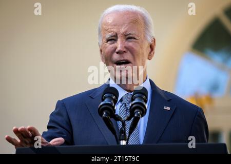 Washington, United States. 11th Oct, 2023. President Joe Biden delivers remarks in the Rose Garden at the White House on October 10, 2023 in Washington, DC The President is announcing new actions that the administration is taking to protect consumers from hidden junk fees. (Photo by Samuel Corum/Sipa USA) Credit: Sipa USA/Alamy Live News Stock Photo