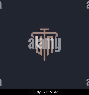 YN initial logo monogram with pillar icon design vector Stock Vector