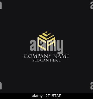 CA initial monogram with hexagon shape logo, creative geometric logo design inspiration Stock Vector