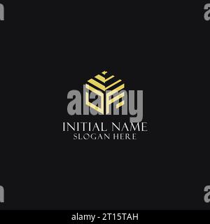 JF initial monogram with hexagon shape logo, creative geometric logo design inspiration Stock Vector