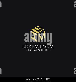 IM initial monogram with hexagon shape logo, creative geometric logo design inspiration Stock Vector