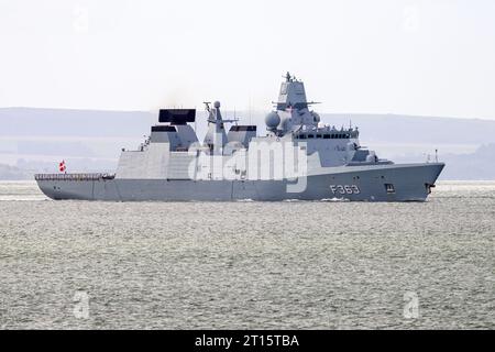 The Danish naval frigate F363 Niels Juel is docked in the harbor of ...