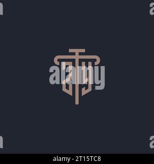 ZY initial logo monogram with pillar icon design vector Stock Vector