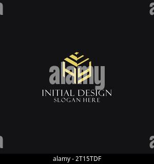 HY initial monogram with hexagon shape logo, creative geometric logo design inspiration Stock Vector