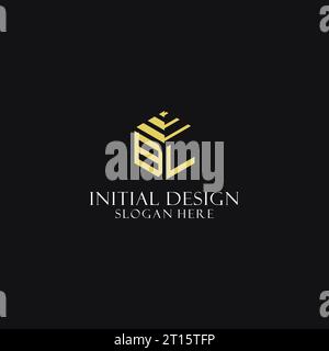 BL initial monogram with hexagon shape logo, creative geometric logo design inspiration Stock Vector