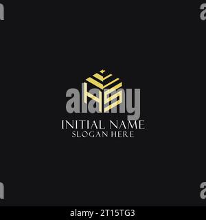 HS initial monogram with hexagon shape logo, creative geometric logo design inspiration Stock Vector