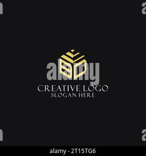 BD initial monogram with hexagon shape logo, creative geometric logo design inspiration Stock Vector