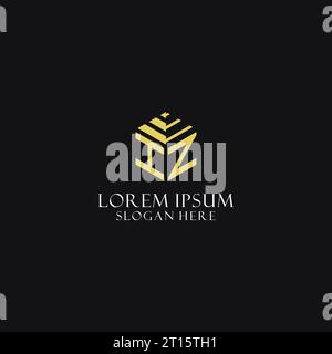 IZ initial monogram with hexagon shape logo, creative geometric logo design inspiration Stock Vector