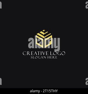 JQ initial monogram with hexagon shape logo, creative geometric logo design inspiration Stock Vector