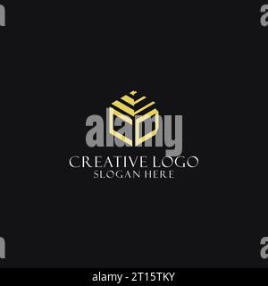 CD initial monogram with hexagon shape logo, creative geometric logo design inspiration Stock Vector