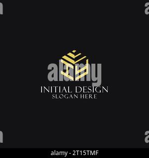 IY initial monogram with hexagon shape logo, creative geometric logo design inspiration Stock Vector