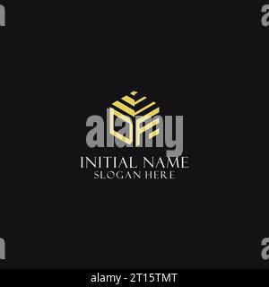 DF initial monogram with hexagon shape logo, creative geometric logo design inspiration Stock Vector