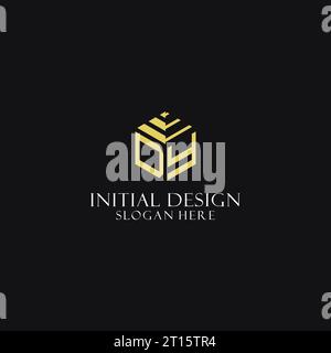 DY initial monogram with hexagon shape logo, creative geometric logo design inspiration Stock Vector