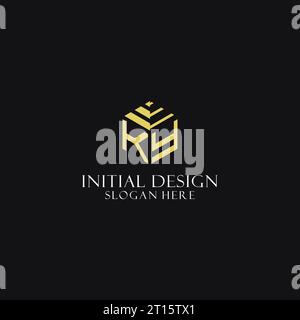 KY initial monogram with hexagon shape logo, creative geometric logo design inspiration Stock Vector