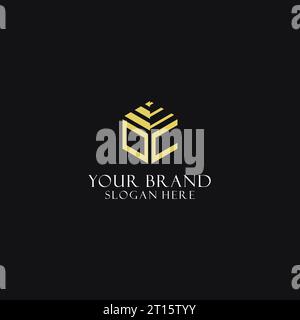 OC initial monogram with hexagon shape logo, creative geometric logo design inspiration Stock Vector
