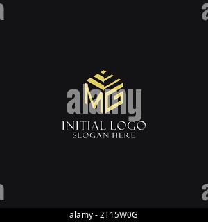 MG initial monogram with hexagon shape logo, creative geometric logo design inspiration Stock Vector