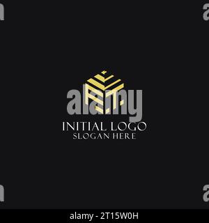 FT initial monogram with hexagon shape logo, creative geometric logo design inspiration Stock Vector