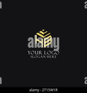 HB initial monogram with hexagon shape logo, creative geometric logo design inspiration Stock Vector