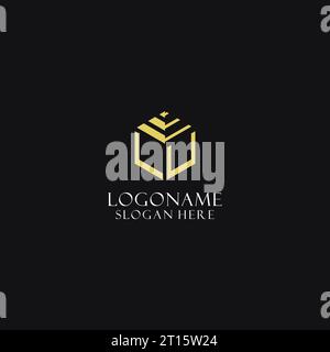 LU initial monogram with hexagon shape logo, creative geometric logo design inspiration Stock Vector