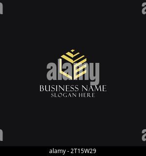 LE initial monogram with hexagon shape logo, creative geometric logo design inspiration Stock Vector