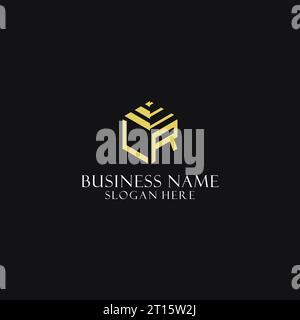 LR initial monogram with hexagon shape logo, creative geometric logo design inspiration Stock Vector