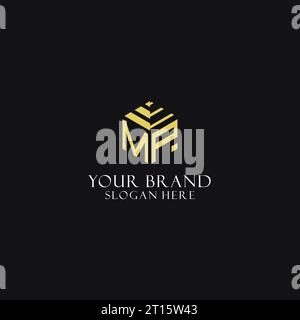 MP initial monogram with hexagon shape logo, creative geometric logo design inspiration Stock Vector