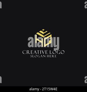 HQ initial monogram with hexagon shape logo, creative geometric logo design inspiration Stock Vector