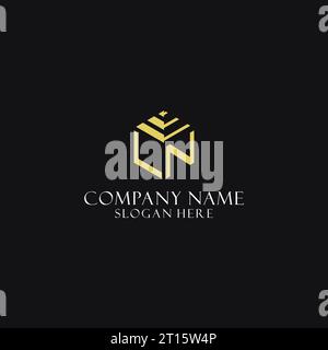 LN initial monogram with hexagon shape logo, creative geometric logo design inspiration Stock Vector