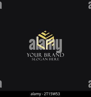 LP initial monogram with hexagon shape logo, creative geometric logo design inspiration Stock Vector