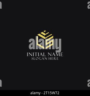 LS initial monogram with hexagon shape logo, creative geometric logo design inspiration Stock Vector