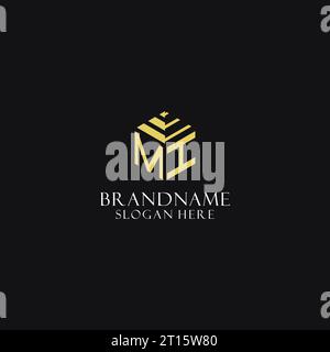 MI initial monogram with hexagon shape logo, creative geometric logo design inspiration Stock Vector