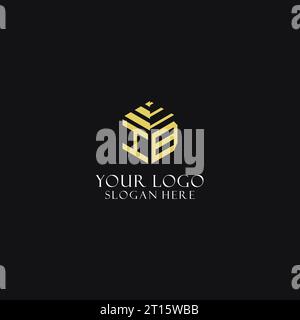 IB initial monogram with hexagon shape logo, creative geometric logo design inspiration Stock Vector