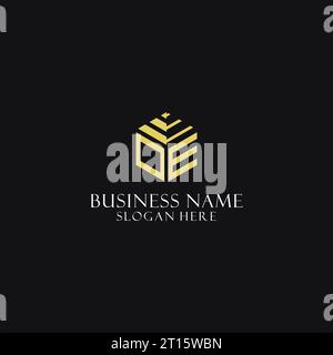 OE initial monogram with hexagon shape logo, creative geometric logo design inspiration Stock Vector