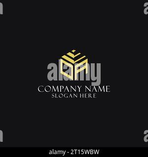 OA initial monogram with hexagon shape logo, creative geometric logo design inspiration Stock Vector