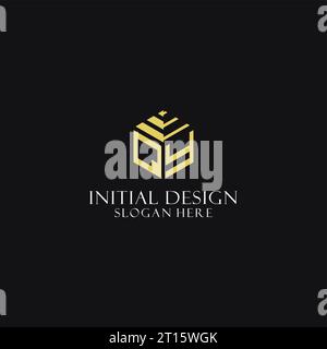 QY initial monogram with hexagon shape logo, creative geometric logo design inspiration Stock Vector