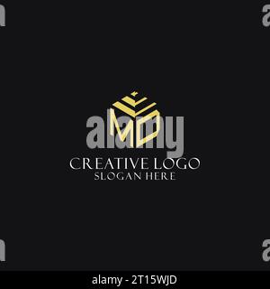 MD initial monogram with hexagon shape logo, creative geometric logo design inspiration Stock Vector