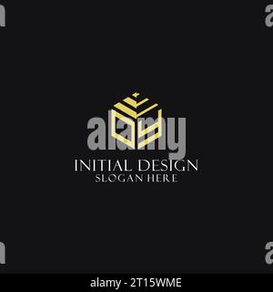 OY initial monogram with hexagon shape logo, creative geometric logo design inspiration Stock Vector