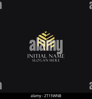 RF initial monogram with hexagon shape logo, creative geometric logo design inspiration Stock Vector