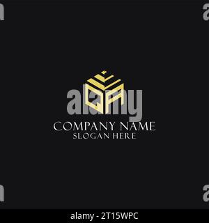 QA initial monogram with hexagon shape logo, creative geometric logo design inspiration Stock Vector
