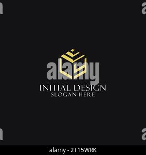 LY initial monogram with hexagon shape logo, creative geometric logo design inspiration Stock Vector
