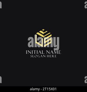 US initial monogram with hexagon shape logo, creative geometric logo design inspiration Stock Vector