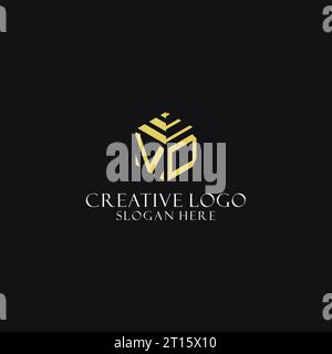 VD initial monogram with hexagon shape logo, creative geometric logo design inspiration Stock Vector